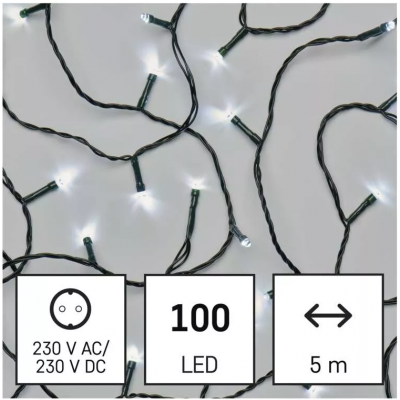 Lampki choinkowe klasyczne 100 LED 5m zimna biel IP20 EMOS (D4GC02)